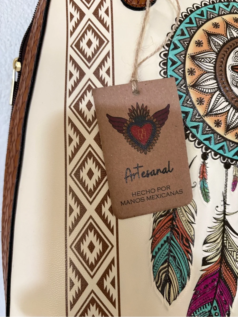 Artisan Dreamcatcher Leather Backpack Handcrafted NWT